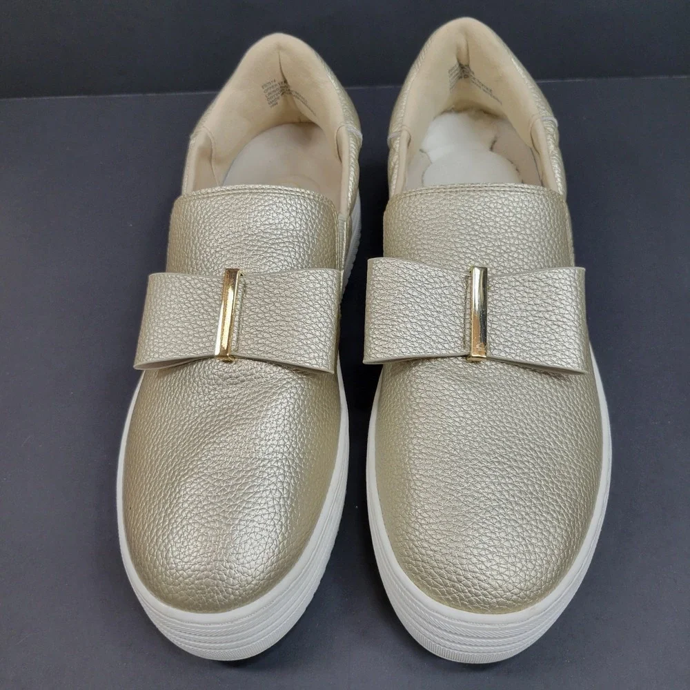 Joy Metallic Gold Platform Slip On Sneakers Women's Casual Shoes 10M‎